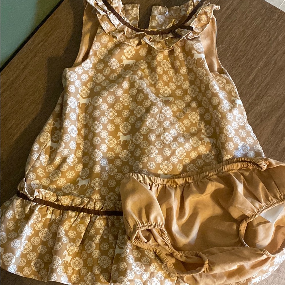 Girls Horse Tan Dress Set